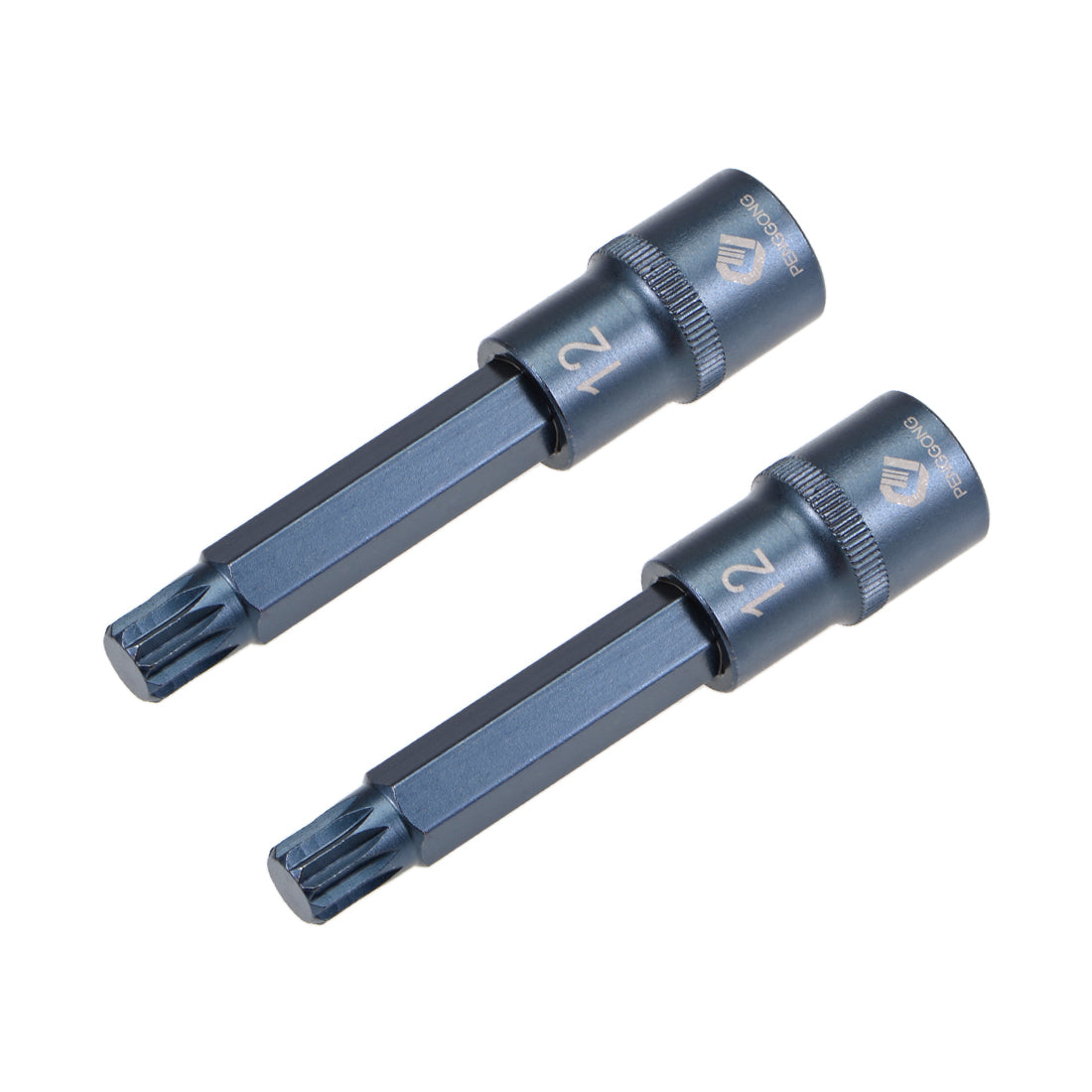 Harfington 2 Pcs 1/2-Inch Drive x M12 Triple Square Spline Bit Socket, Metric 4" Length