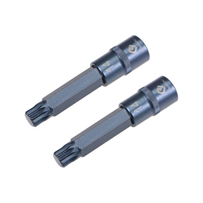 Harfington 2 Pcs 1/2-Inch Drive x M14 Triple Square Spline Bit Socket, Metric 4" Length