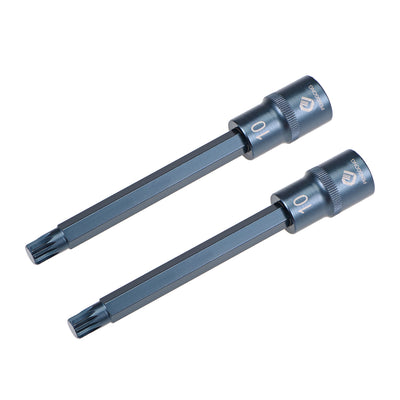 Harfington 2 Pcs 1/2-Inch Drive x M10 Triple Square Spline Bit Socket, Metric 5.5" Length