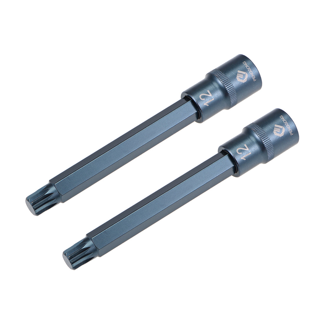 Harfington 2 Pcs 1/2-Inch Drive x M12 Triple Square Spline Bit Socket, Metric 5.5" Length
