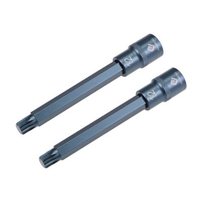 Harfington 2 Pcs 1/2-Inch Drive x M12 Triple Square Spline Bit Socket, Metric 5.5" Length