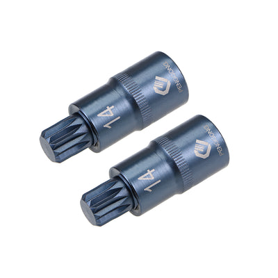 Harfington 2 Pcs 1/2-Inch Drive x M14 Triple Square Spline Bit Socket, Metric 2" Length