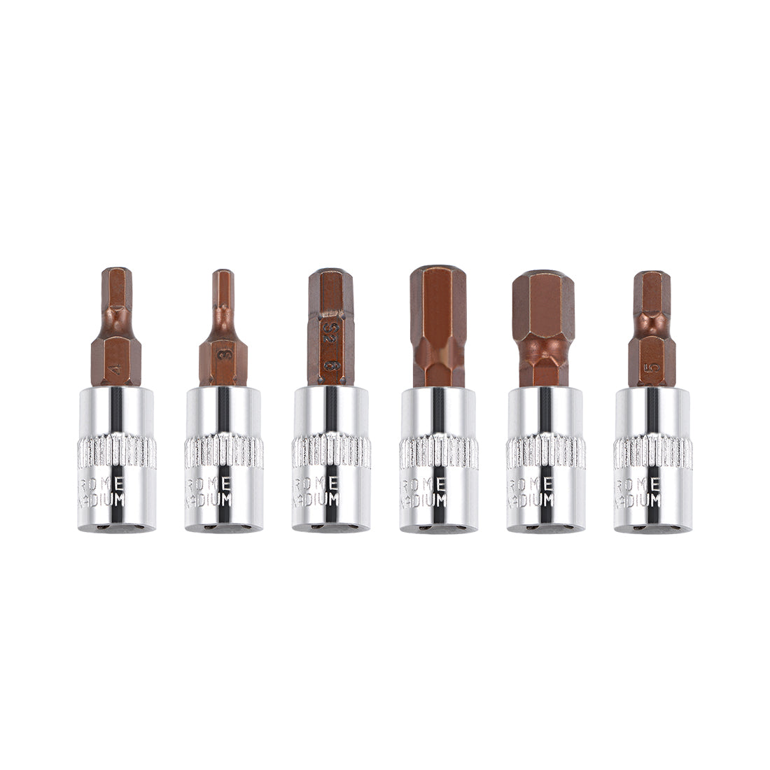 Harfington 1/4" Drive x H3 - H8 Hex Bit Socket Set, S2 Steel Bits, CR-V Sockets 1.5" Length (For Hand Use Only)