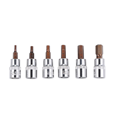 Harfington 3/8" Drive x H3 - H10 Hex Bit Socket Set, S2 Steel Bits, CR-V Sockets 48mm Length (For Hand Use Only)
