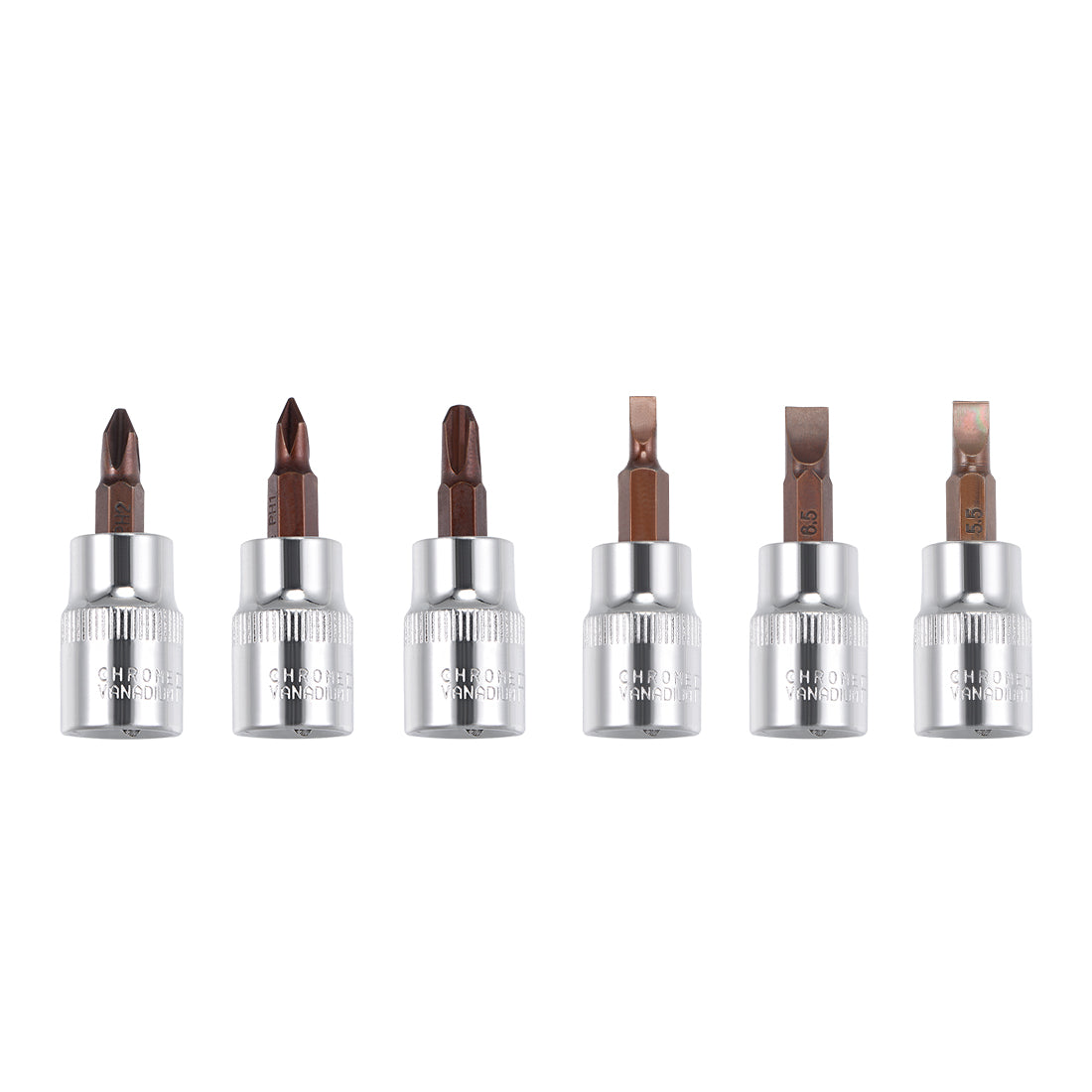 Harfington 3/8" Drive Phillips Slotted Bit Socket Set, S2 Steel Bits, CR-V Sockets 6-Piece (PH1-PH3, FD4-FD6.5)