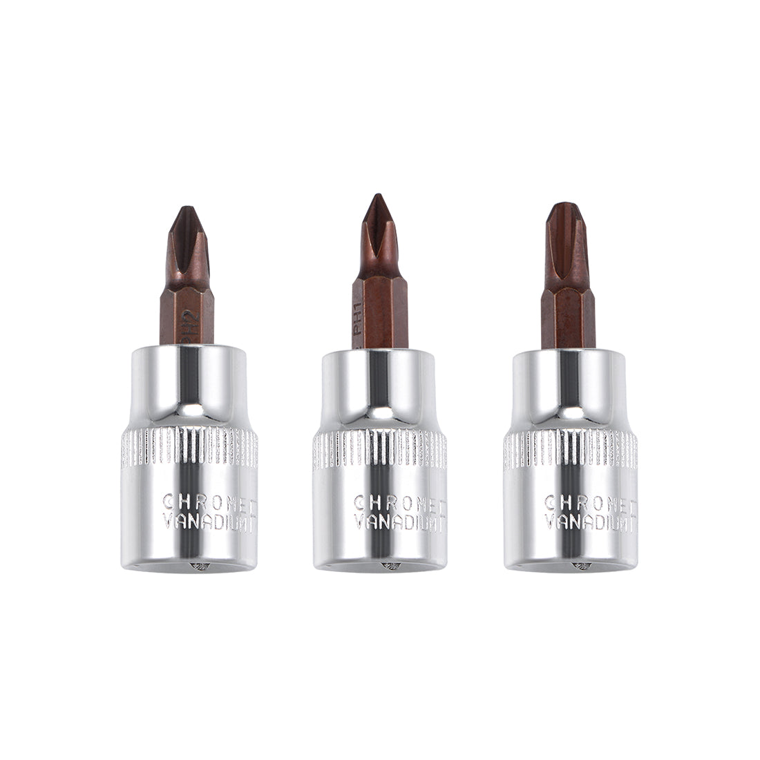 Harfington 3/8" Drive x PH1 - PH3 Phillips Bit Socket Set, S2 Steel Bits, CR-V Sockets 48mm Length (For Hand Use Only)