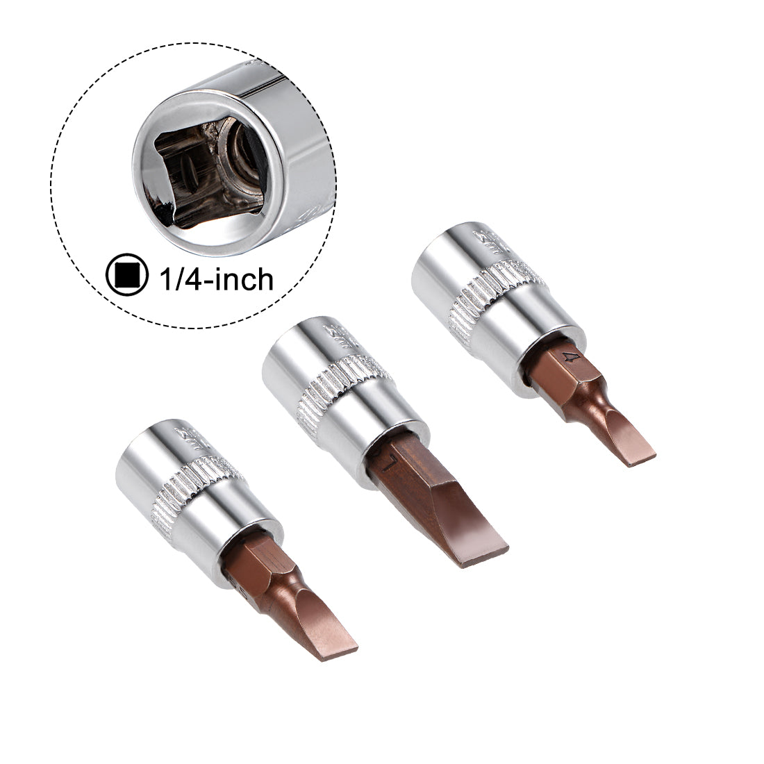 Harfington 1/4" Drive x FD4 - FD7 Slotted Bit Socket Set, S2 Steel Bits, CR-V Sockets 1.5-inch Length (For Hand Use Only)