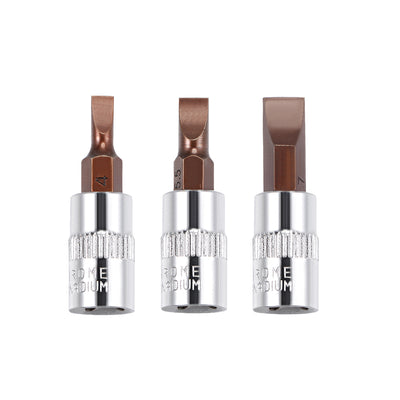 Harfington 1/4" Drive x FD4 - FD7 Slotted Bit Socket Set, S2 Steel Bits, CR-V Sockets 1.5-inch Length (For Hand Use Only)