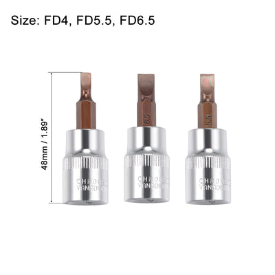 Harfington 3/8" Drive x FD4 - FD6.5 Slotted Bit Socket Set, S2 Steel Bits, CR-V Sockets