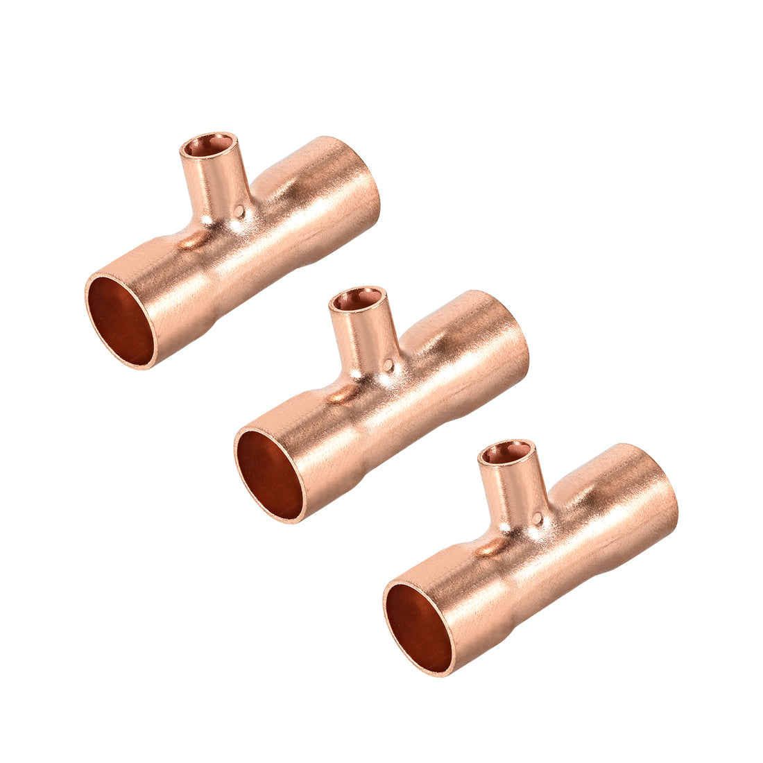 Harfington Copper Reducing Tee Copper Pressure Pipe Fitting Connector for Plumbing Supply and Refrigeration