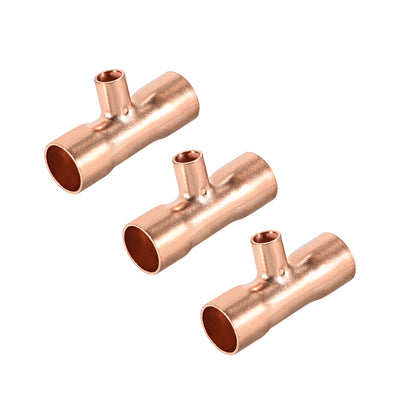 Harfington Copper Reducing Tee Copper Pressure Pipe Fitting Connector for Plumbing Supply and Refrigeration