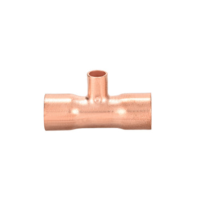 Harfington Copper Reducing Tee Copper Pressure Pipe Fitting Connector for Plumbing Supply and Refrigeration