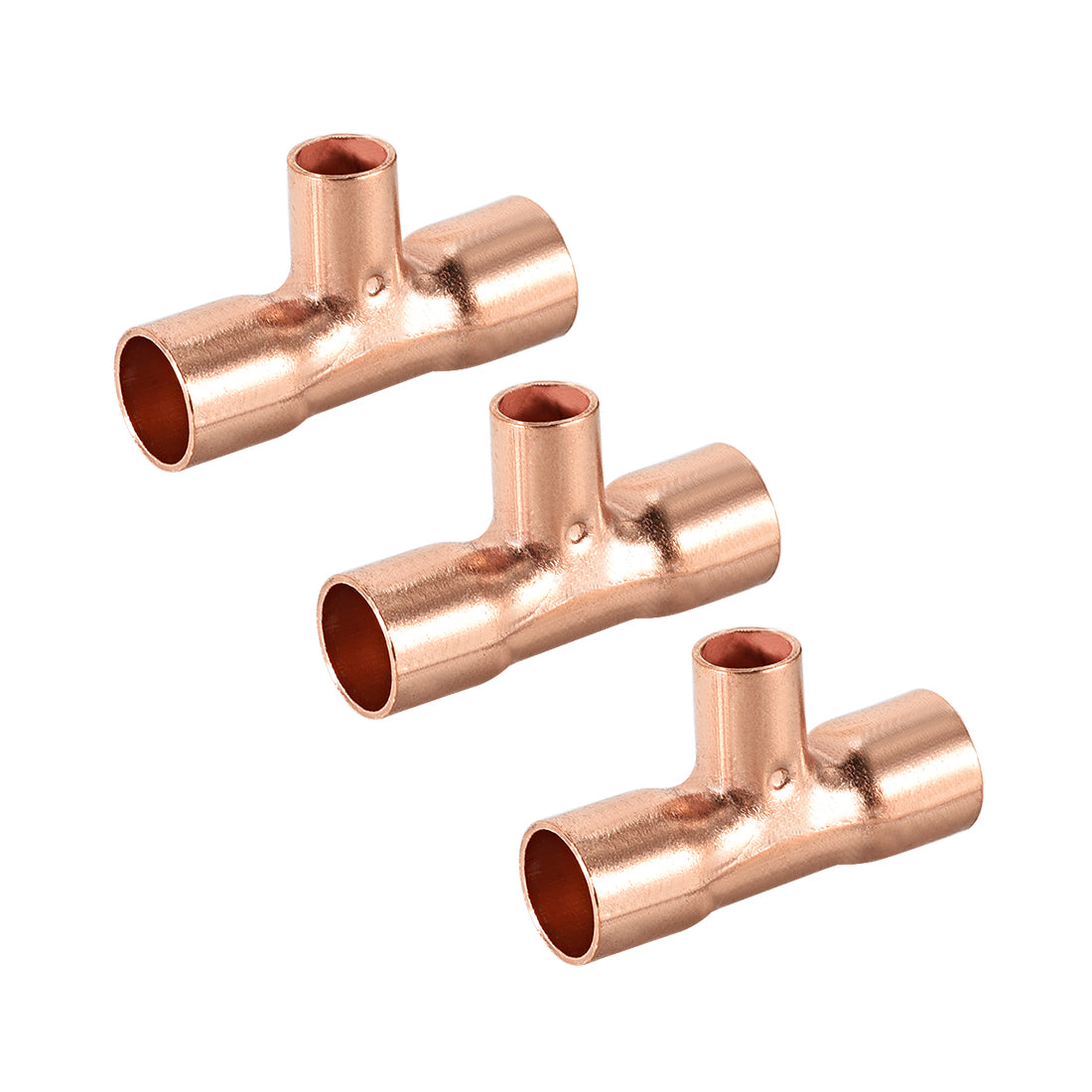 Harfington Copper Reducing Tee Copper Pressure Pipe Fitting Connector for Plumbing Supply and Refrigeration