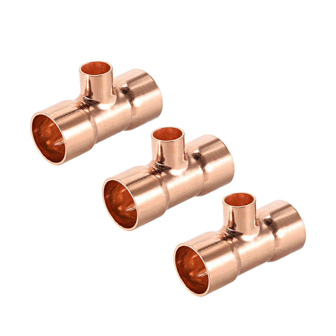 Harfington Copper Reducing Tee Copper Pressure Pipe Fitting Connector for Plumbing Supply and Refrigeration