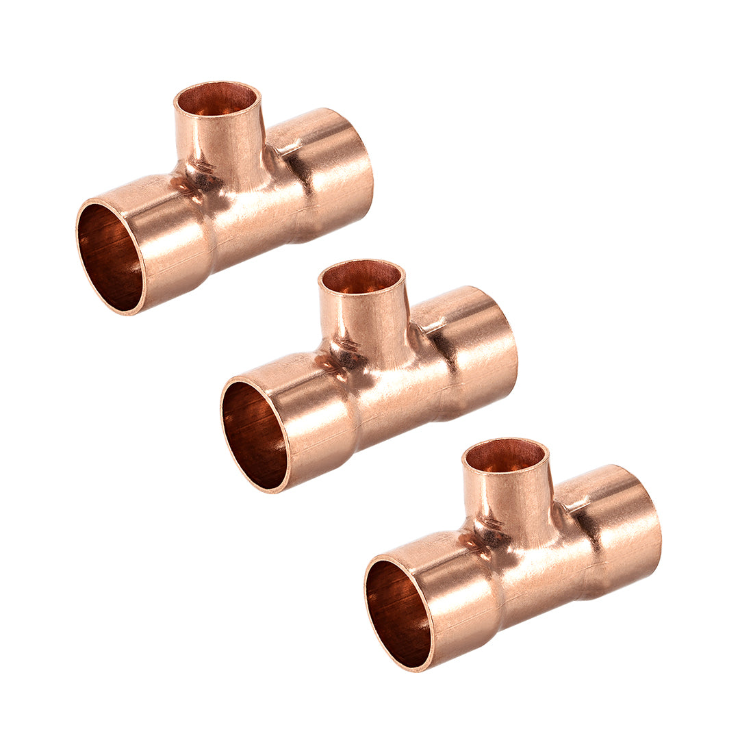 Harfington Copper Reducing Tee Copper Pressure Pipe Fitting Connector for Plumbing Supply and Refrigeration