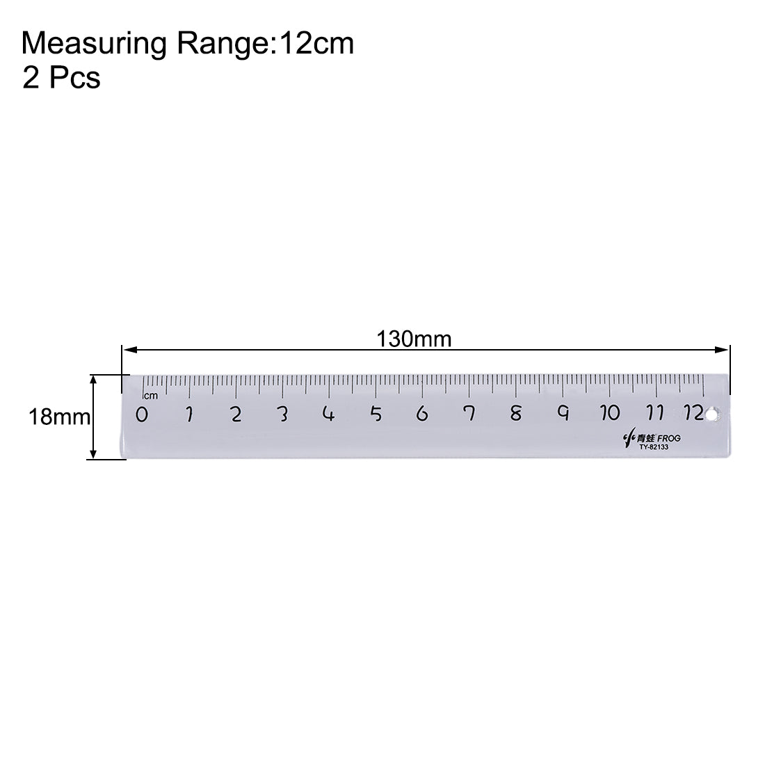 Harfington Straight Ruler 12cm Metric Plastic Measuring Tool Clear 2pcs