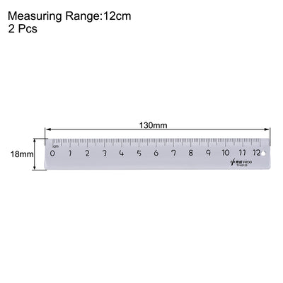 Harfington Straight Ruler 12cm Metric Plastic Measuring Tool Clear 2pcs
