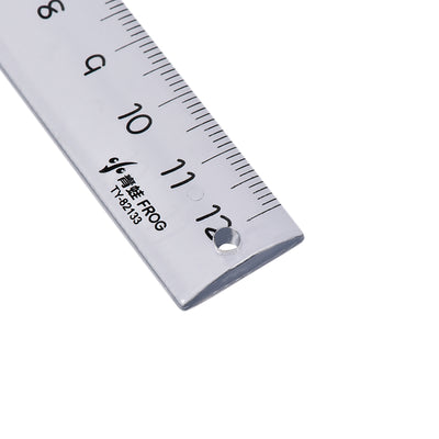 Harfington Straight Ruler 12cm Metric Plastic Measuring Tool Clear 2pcs
