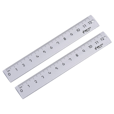 Harfington Straight Ruler 12cm Metric Plastic Measuring Tool Clear 2pcs