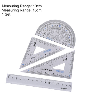 Harfington Measuring Tool Set with Protractor 30/60 45 Degree Triangle Ruler 15cm Straight Ruler Plastic