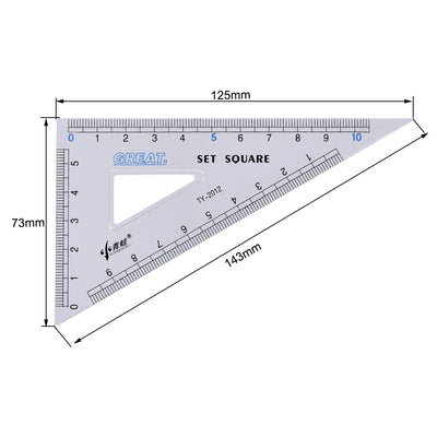 Harfington Measuring Tool Set with Protractor 30/60 45 Degree Triangle Ruler 15cm Straight Ruler Plastic