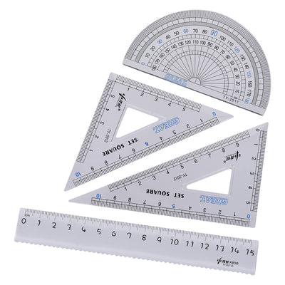 Harfington Measuring Tool Set with Protractor 30/60 45 Degree Triangle Ruler 15cm Straight Ruler Plastic