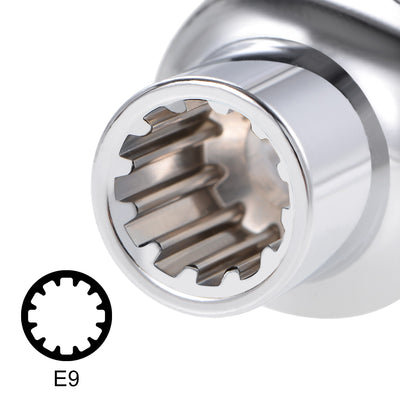 Harfington 1/2-inch Drive E9 Universal Spline Socket Shallow 12 Point Cr-V Steel 3 Pcs