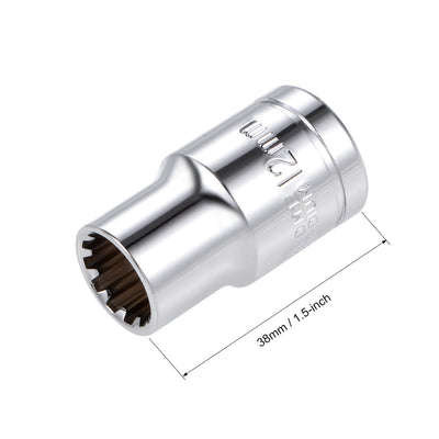Harfington Drive Universal Spline Socket Shallow 12 Point Cr-V
