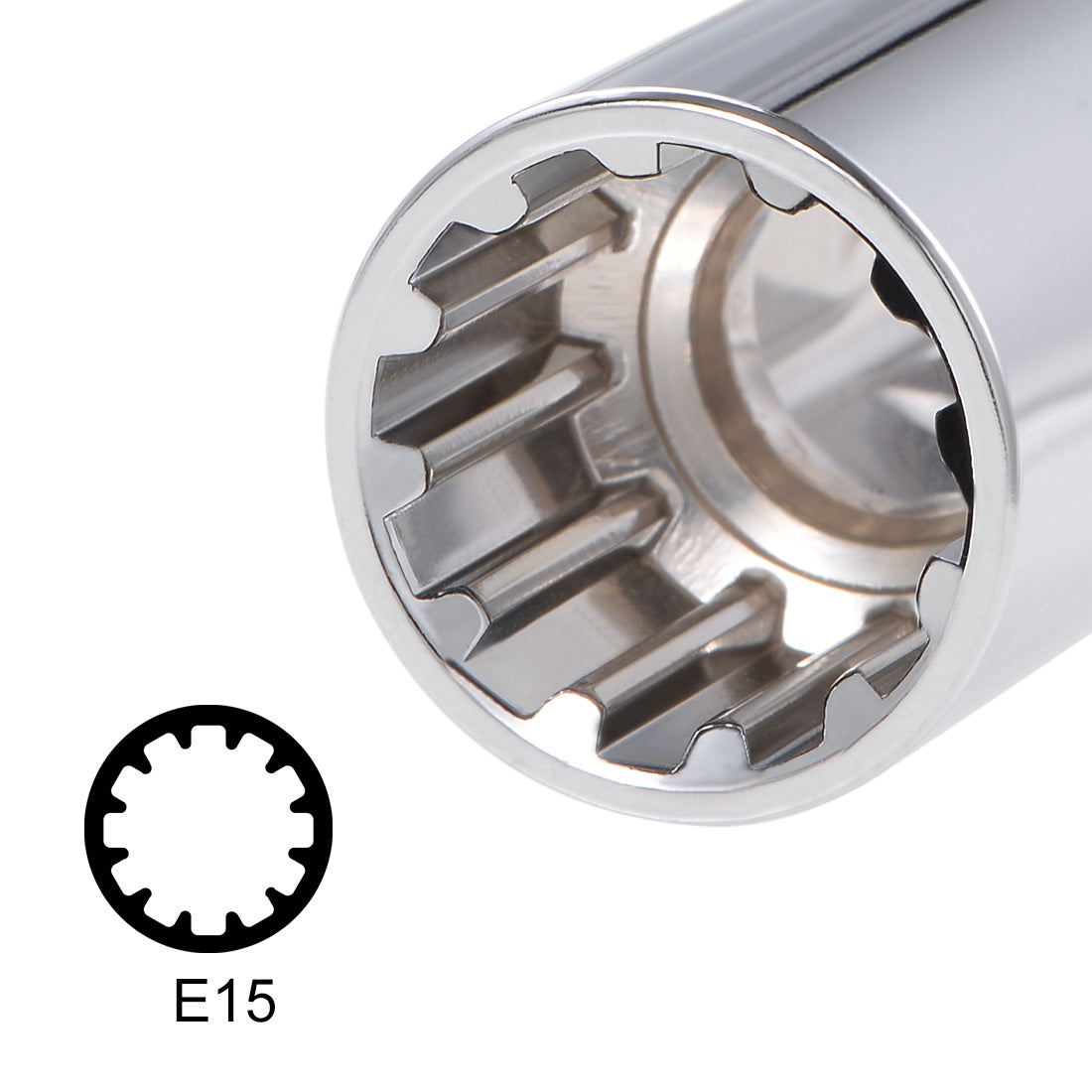 Harfington 1/2-inch Drive E15 Universal Spline Socket Shallow 12 Point Cr-V Steel 3 Pcs