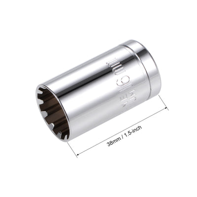 Harfington 1/2-inch Drive E16 Universal Spline Socket Shallow 12 Point Cr-V Steel 2 Pcs