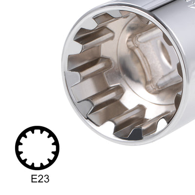 Harfington 1/2-inch Drive E23 Universal Spline Socket Shallow 12 Point Cr-V Steel 3 pcs