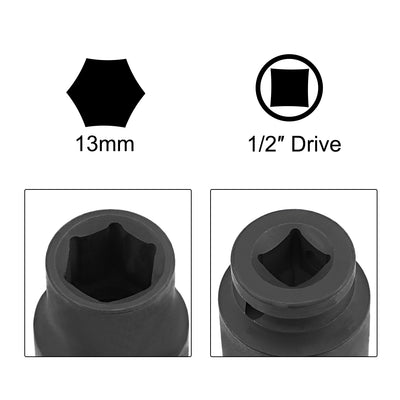 Harfington Square Drive Shallow Impact Socket, Cr-Mo Alloy Steel, 6-Point, Metric