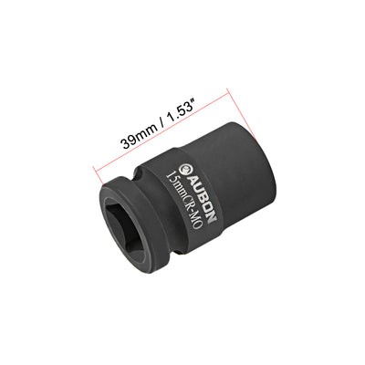 Harfington 3 Pcs 1/2-Inch Drive by 15mm Shallow Impact Socket, Cr-Mo, 6-Point, Metric