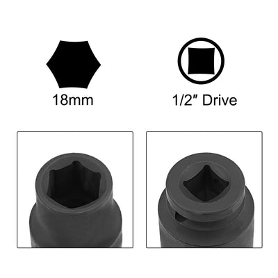 Harfington Drive by Shallow Impact Socket, Cr-Mo Alloy Steel, 6-Point, Metric