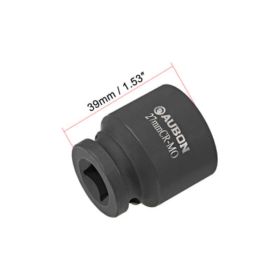 Harfington Square Drive Shallow Impact Socket, Cr-Mo Alloy Steel, 6-Point, Metric
