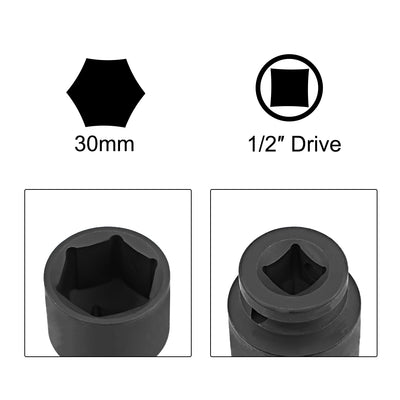 Harfington Drive by Shallow Impact Socket, Cr-Mo Alloy Steel, 6-Point, Metric