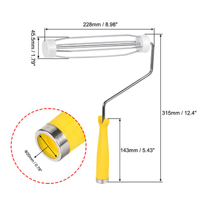 Harfington 4 Wire Cage Paint Roller Frame 9 Inch Thread Handle for Wall Repair Painting