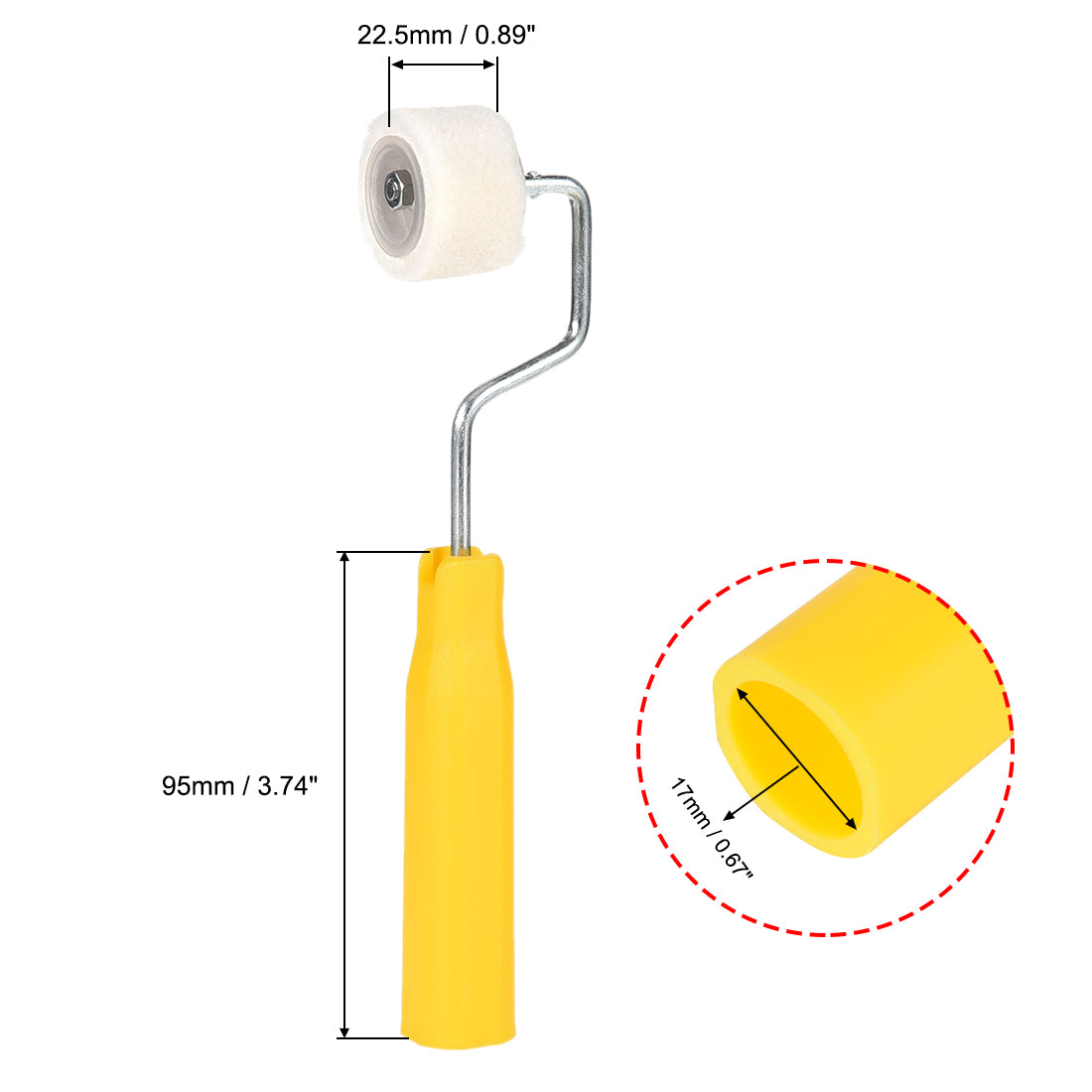 Harfington Wool Paint Roller Brush 2cm for Household Wall Painting Treatment with Plastic Handle