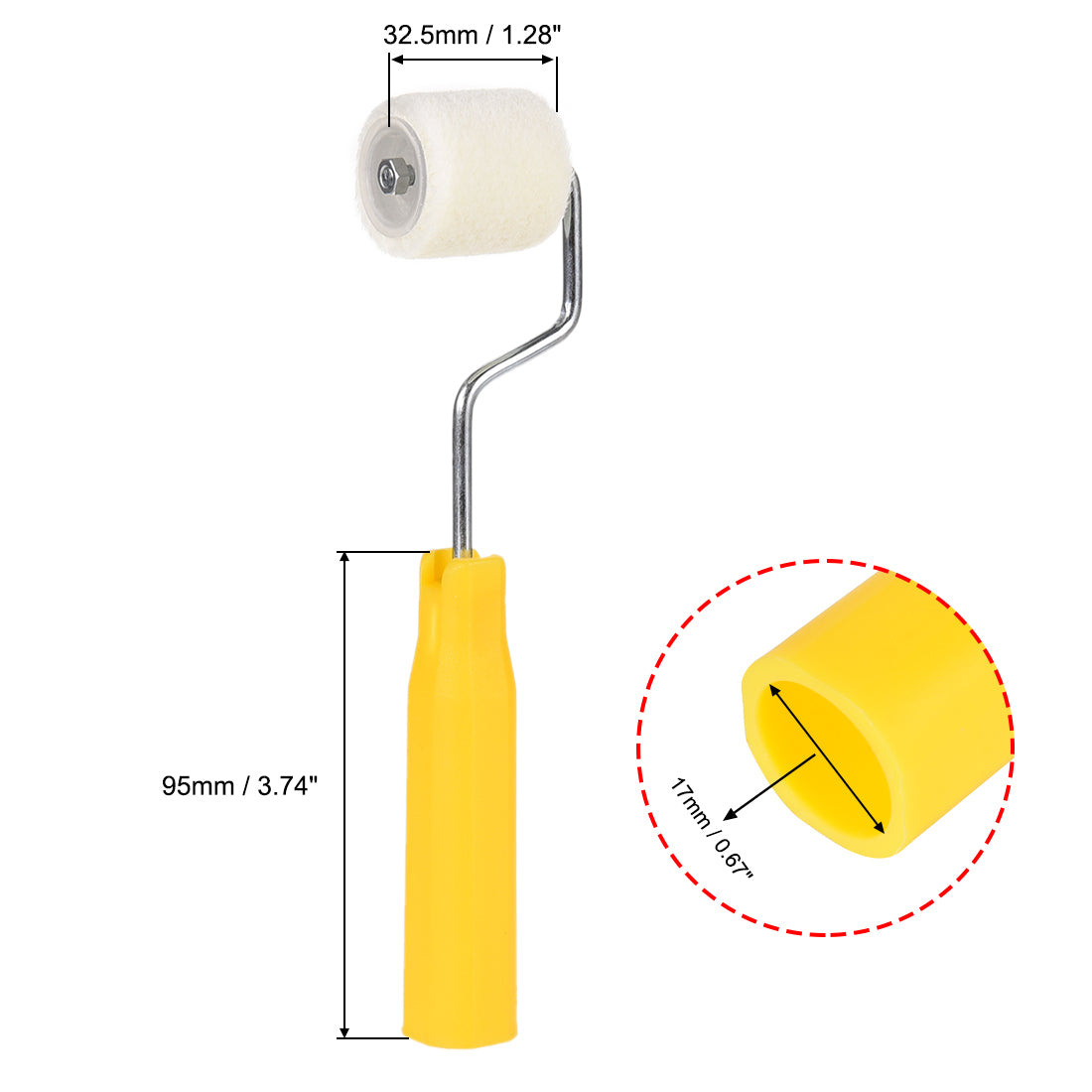 Harfington Wool Paint Roller Brush 3cm for Household Wall Painting Treatment with Plastic Handle