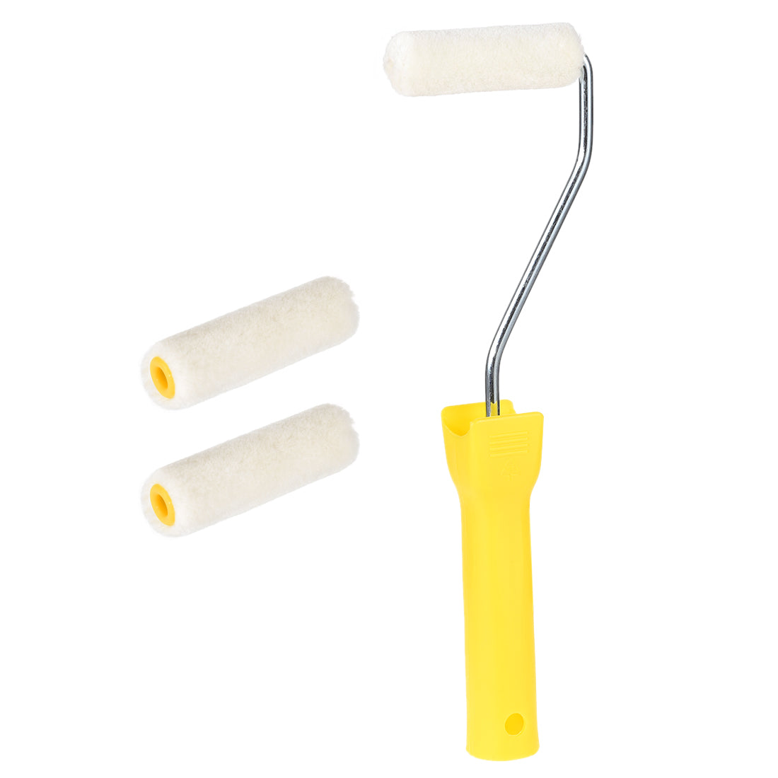 Harfington 3xWool Paint Roller Brush 3 Inch 75mm  for Household Wall Painting Treatment with 1xPlastic Handle