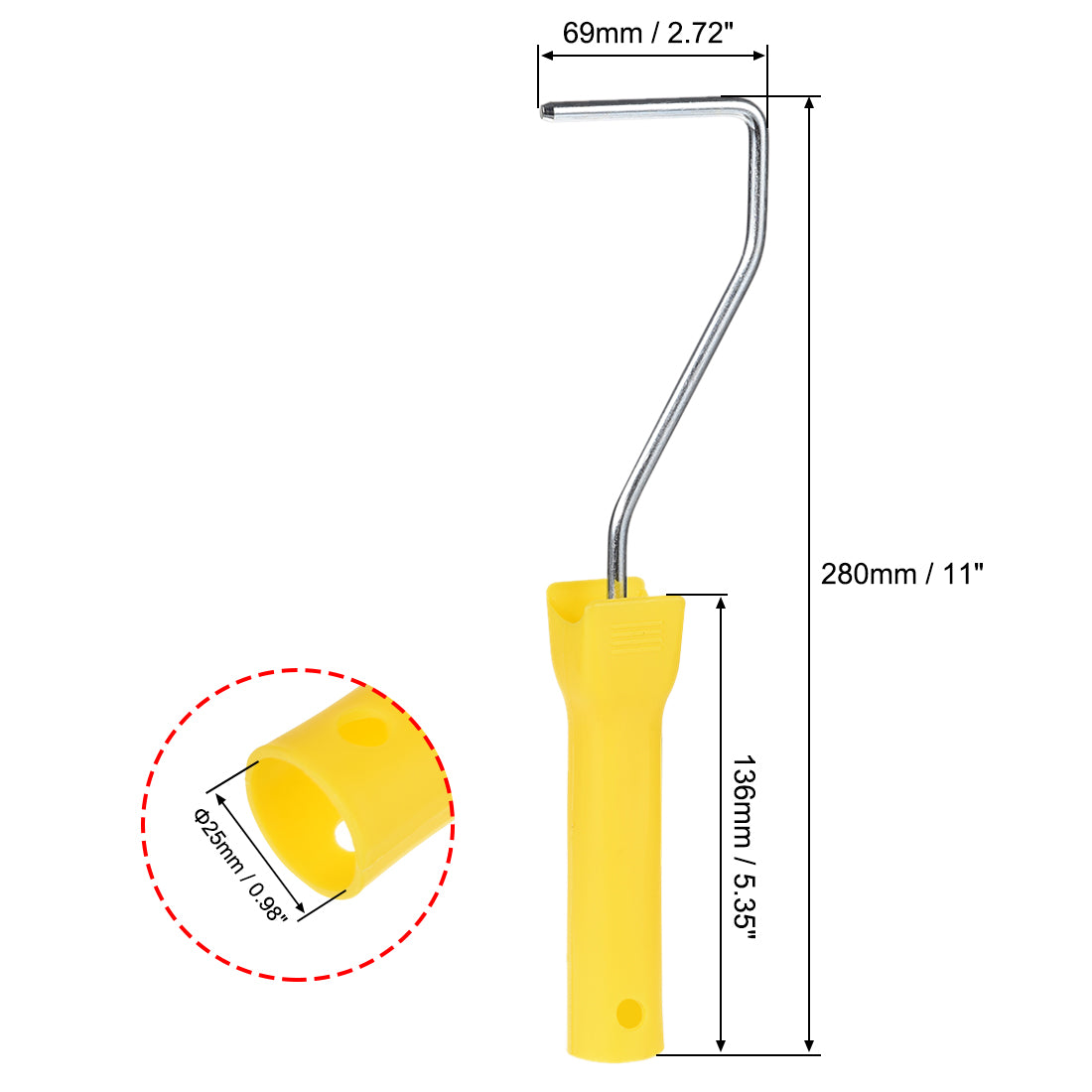 Harfington Mini Paint Roller Frame 75mm Plastic Handle for Wall Repair Painting