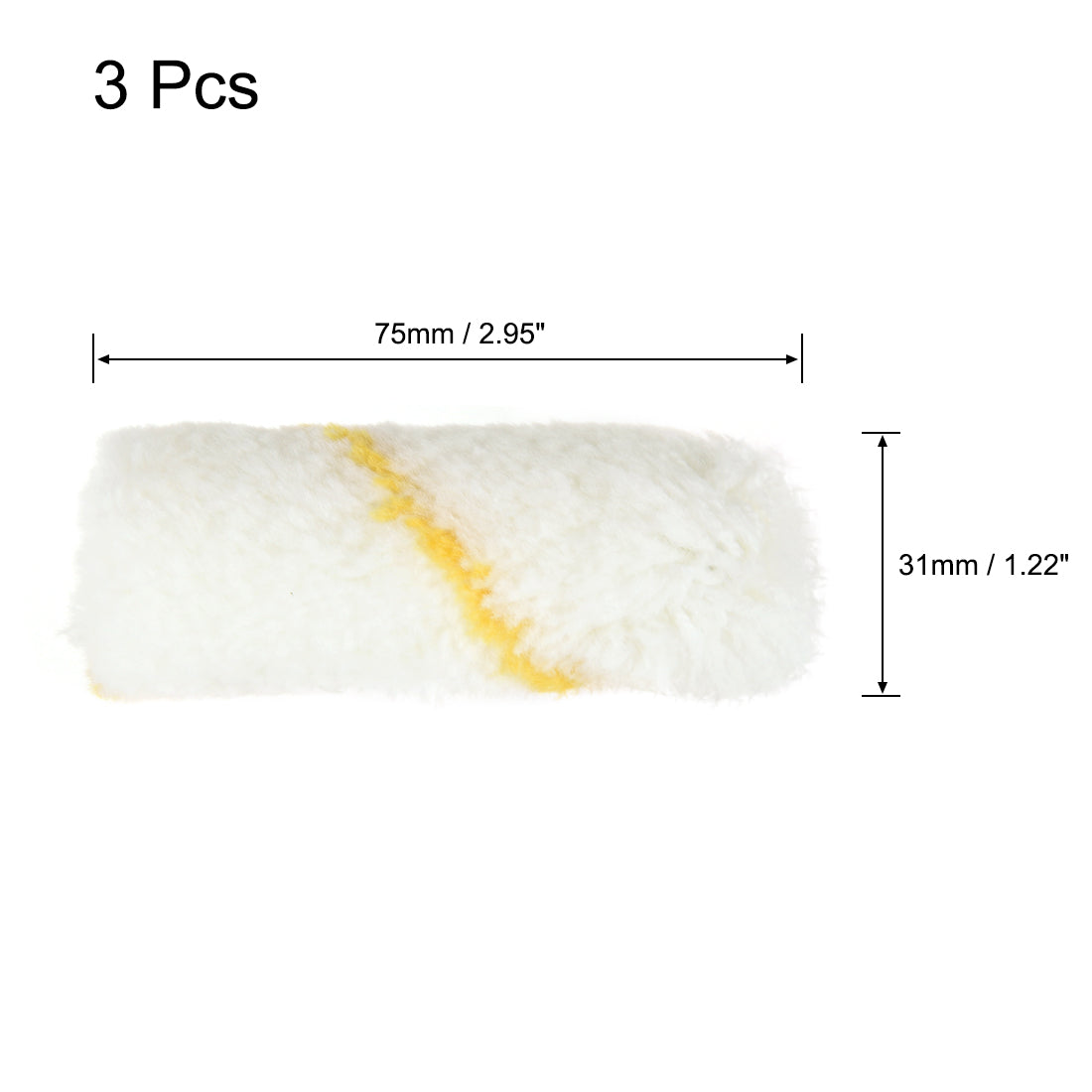 Harfington Paint Roller Cover 3 Inch 76mm Mini Acrylic Fiber Brush for Household Wall Painting Treatment 3pcs