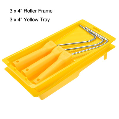 Harfington 4 Inch Paint Roller Tray with Roller Frame, Built for 4-Inch Roller Brushes 3 Set