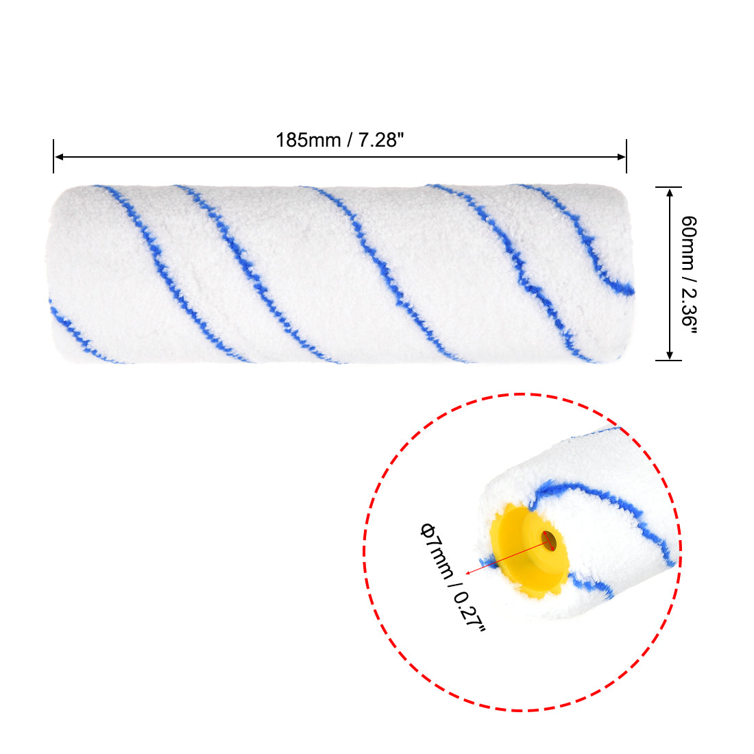 Harfington Paint Roller Cover 7 Inch OD 60mm Mini Acrylic Fiber Brush for Household Wall Painting Treatment