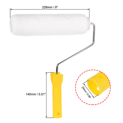 Harfington Polyester Paint Roller Brush 9 Inch 228mm for Household Wall Painting Treatment with 4 Wire Cage and Plastic Handle