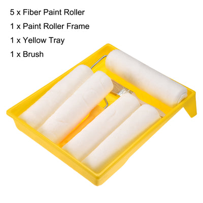 Harfington Paint Roller Kit, 9 Inch 5xPaint Roller Covers, 1xPaint Roller Frame, 1xRoller Paint Brush, 1xPaint Roller Tray, 8Pcs