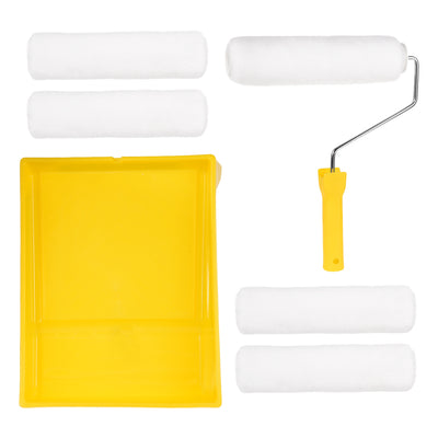 Harfington Paint Roller Kit, 9 Inch 5xPaint Roller Covers, 1xPaint Roller Frame, 1xRoller Paint Brush, 1xPaint Roller Tray, 8Pcs