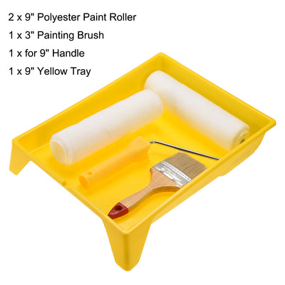 Harfington Paint Roller Kit, 9 In Roller for Household Wall Painting Treatment with Tray and Brush