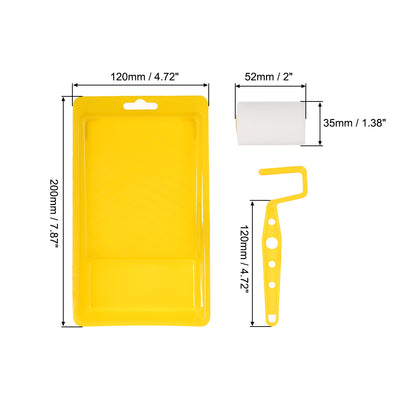Harfington 2xSponge Paint Roller Brush 2 Inch 5cm  for Household Painting Treatment with 1xHandle and Tray