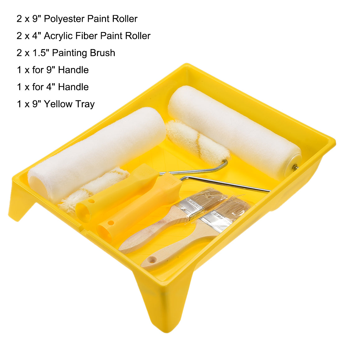 Harfington Paint Roller Kit,4 In / 9 In Roller for Household Wall Painting Treatment with Tray and Brush